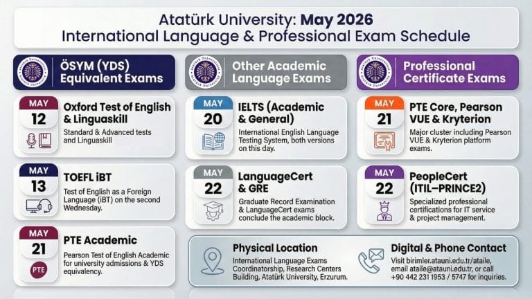 Atatürk Üniversitesi'nden Öğrencilere Çift Diploma Fırsatı: ATAİLE 2026 Sınav Takvimi Açıklandı